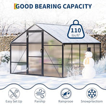 8x10 FT Greenhouse for Outdoors, Polycarbonate Flower Greenhouse with Roof Vent, Push-Pull Lockable Door, Aluminum Walk-in Greenhouses for Outside Garden Backyard, Patio, Lawn, Black