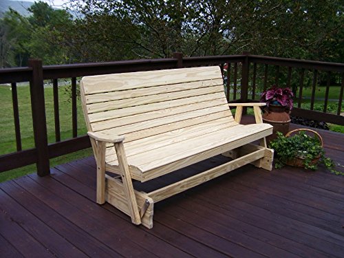 A&L Furniture Co. 6' Amish-Made Pressure-Treated Pine Highback Patio Glider Bench Linden Leaf