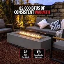 AMS 72" Rectangular Cast Concrete Propane Gas Fire Pit Table (Light Gray)