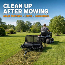48" Tow-Behind Combo Lawn Sweeper with Dethatcher and Hamper