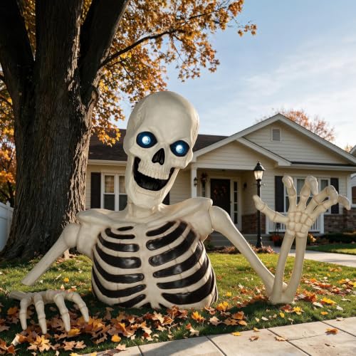 Seasons 48" Halloween Giant Ground Breaking Skeleton with LED Eyes