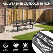 Sunnibety 8 Feet Heavy Duty Metal Park Bench for Outside, Outdoor Bench with Backrest & Portable Frame, Commercial Benches for Shopping Malls, Stores, Parks, Patios, Decks, Black