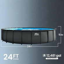 24ft x 52in Round Frame Above Ground Pool Set w/Filter Pump & Ladder