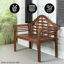 Plow & Hearth Weatherproof Lutyens Eucalyptus Wood Garden Bench | Foldable Patio Benches | Outdoor Furniture Seating for Porch Park Deck | Natural