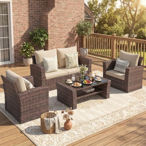 Wisteria Lane Patio Furniture Set, Wicker Outdoor Furniture for All Weather