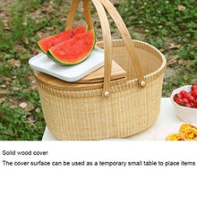 Storage Basket,Rattan Hand-Woven Garden Picnic Large Shopping Lid