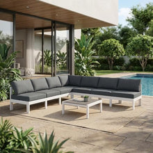 Outdoor Escape Gray Fabric Outdoor Patio Modular Sectional, Cushioned Seat and Back, Weather-Resistant Upholstery, Comfortable Outdoor Living