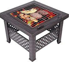 Outdoor Fire Pit, Metal Fire Bowl Fireplace Backyard Patio Garden Stove with Spark Screen and Safety Poker, Fire Pits for Outside, Bonfire, Party, BBQ, Patio & Garden, Black