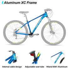 HH HILAND Hiland 29 inch Mens Mountain Bike, 17/19 inch Frame, Hydraulic Disc-Brake, Lock-Out Suspension Fork, 16 Speeds Trail Bike Light Blue