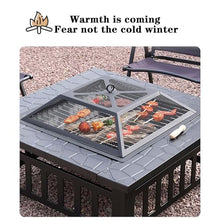 BNEI Outdoor fire Pit, Garden Multifunctional Heating Stove, Metal, with Protective mesh Cover, Suitable for Various Fuels, 81 * 81 * 50cm