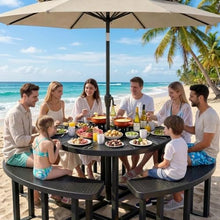 DWVO 38" Round Metal Picnic Table with Umbrella Hole,