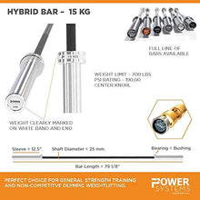 Power Systems Women's 15kg Hybrid Bar for Traditional Weight Lifting - Diamond Pattern Knurling Silver