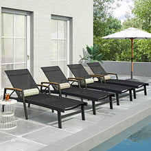 Christopher Knight Home Teresa Outdoor Aluminum Chaise Lounge with Mesh Seating Set of 4 Black