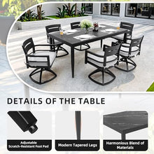 WAQINBR Outdoor Aluminum Marble Dining Table for 6-8, 71” Luxury Patio Table with Black Sintered Stone Top, Post Tapered Legs for Garden, Lawn, Weatherproof & Rust-Free