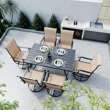 Pamapic 7-Piece Patio Dining Set with 6 Swivel Chairs Beige