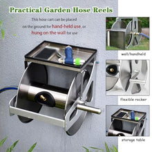 Heavy Duty Wall Mounted Hose Reel Truck with Storage Platform, Stainless Steel Small Pipe Manager, Garden Hose Reel (Hose Cart+30m Pipe)