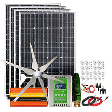 880W Solar Panel Wind Turbine Generator Kit 12V/24V: 4pcs 120W Monocrystalline Solar Panel,400W Wind Turbine Generator,Hybrid MPPT Charge Controller & 1000W Inverter & Brackets
