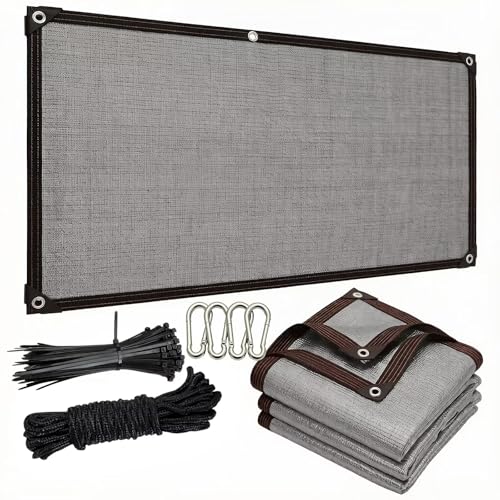 LJTGFHP 90% Sun Shade Cloth, 16 x 44 FT Shade Net Mesh Tarp with Grommets, Gray Sunblock Cover for Outdoor Patio Plants, Pergola, Greenhouse, Chicken Coop, Backyard, Balcony
