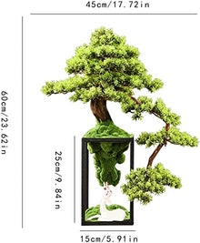 LSHAOBO Chinese Style Man-Made Yingbin Pine Bonsai 23-Inch Zen Micro-Landscape Decoration Porch TV Cabinet Home Decoration