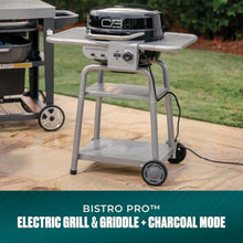 Charbroil Bistro Pro | 3-in-1 Electric, Griddle, & Charcoal Compact Grill | Electric BBQ grill | Black