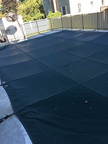 Swimming Pool Winter Cover - LOOP-LOC Mesh Safety Cover - 16 ft X 24 ft W/ 4 ft X 8 ft CENTER STEP