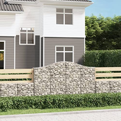 Arched Gabion Baskets 2 pcs 78.7"x11.8"x47.2"/55.1" Galvanized Iron White Black Other
