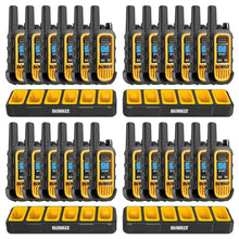 DEWALT DXFRS300 Heavy Duty Waterproof Walkie Talkies Black - 24 Pack with 4X Gang Chargers