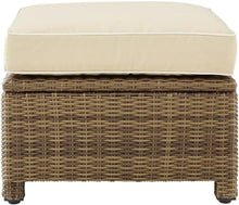 Casafoyer KO70014WB-SA Bradenton Outdoor Wicker Ottoman, Weathered Brown with Sand Cushions - Pack of 2