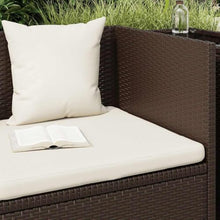 TUERYAFEK Poly Rattan Patio Bed with Seat Cushion and Pillows, Adjustable Sun Lounger with 7 Positions, Powder-Coated Steel Frame, Brown