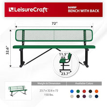 Leisure Craft 6 ft Metal Outdoor Bench with Back, Heavy Duty, Made in USA