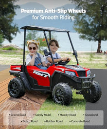 ELEMARA 24V Electric Off-Road UTV 2-Seater Kids Ride-On Truck Dark Red