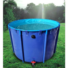 Canvas Fish Pond Pool, Round Portable Water Storage Tank, Above Ground Fish Ponds, Large Collapsible Outdoors Tarpaulin with Steel Bracket, for Breeding Koi, Garden Lrrigation ( Color : Blue , Size :