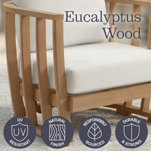 Alaterre Furniture Orris 3 Piece Outdoor Patio Furniture Set - Weather-Resistant Eucalyptus Wood Patio Table and Chairs Set of 2 - Modern Outside Furniture Set for Porch, Deck, or Poolside (Natural)