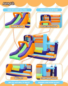 AirMyFun Inflatable Bounce House with Slide and Splash Pool Rainbow
