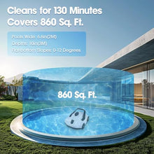 Robotic Pool Cleaner,1076 Sq.Ft Coverage,130mins Runtime,Powerful Suction,Automatic Route Planning,Cordless Pool Vacuum for Above Ground/Inground Pools,Self-Parking Function
