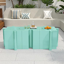 Christopher Knight Home Daton 3 Piece Interlocking Outdoor Side Table Set, Modular Lightweight Concrete Coffee Table, Convertible MGO End Table for Indoor&Outdoor, Creative Set Up, Mint Green