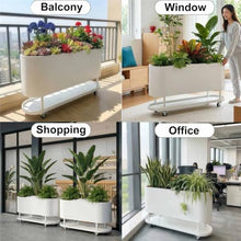 Dalumian Raised Planter Box, Elevated Raised Beds with Lockable Wheels, Indoor/Outdoor Plant Container w/Tray, Suitable for Patio, Garden, Porch(Off-White,120 * 30 * 60cm)