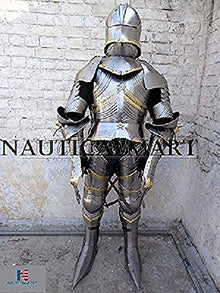 NauticalMart Full Gothic Functional Plate Knight Suit of Armor Wearable Costume Silver