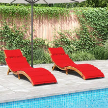 vidaXL Sun Loungers with Cushions 2 pcs Red Solid Wood Acacia