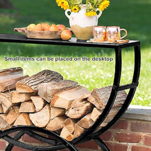 EliteBloom Black Floor Standing Firewood Rack Table for Patio Porch Firewood Rack Outdoor with Cover Firewood Holder Wood Storage for Fireplace (One Color 120Cm)