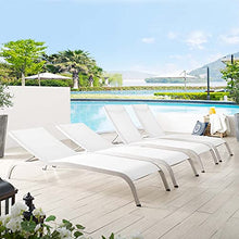 America Luxury - Outdoor Lounge Chair Chaise Set of 4 Aluminum Metal White