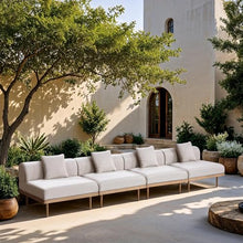 Meridian Furniture 55036Beige-S4A Laguna Collection Modern | Contemporary Outdoor Patio 4Pc. Modular Sofa, Teak Finish Aluminum, Waterproof Olefin Fabric, 142" W x 35.5" D x 28.5" H, Beige
