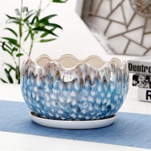 FAFACAI Flower pots Succulent Pots White Ceramic Flower Pot Flowerpot Herb Plant Flower Pot Succulent Planter Plant Flower Pot for Indoor Outdoor Plants -D||L (Color : B, Size : L) (B Large)