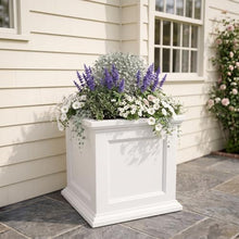 Mayne Fairview 28in Large Square Planter, White