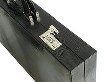 Zaza & Sacci Leather Backgammon Board Set 23" Large Attache Case Black Lizard