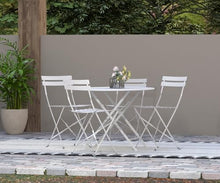 Carolina Classic 36" Folding Metal Bistro Table with Umbrella Hole in White