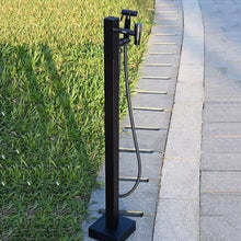 Heavy Duty Stainless Steel Freestanding Hose Stand with Spray Gun Vertical Garden Water Column for Outdoor Faucet and Hose Bib (D 2 Holes Column with Spray Gun)