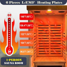 GDFStudio 35.4" Single Person Far Infrared Sauna Room Indoor Low EMF Cabin 110V 1120W Carbon Heater, Bluetooth Audio, 7 Color Light Therapy, Tempered Glass Door, Home Wellness Spa