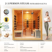 2 or 3 People Indoor Hybrid Hemlock Sauna with Recliner for Home , 220v/30A