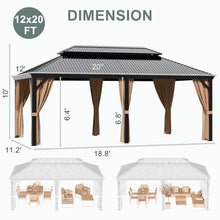 Greesum 12'x20' Hardtop Metal Gazebo Black